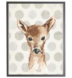 Watercolor baby Deer on grey polka dots